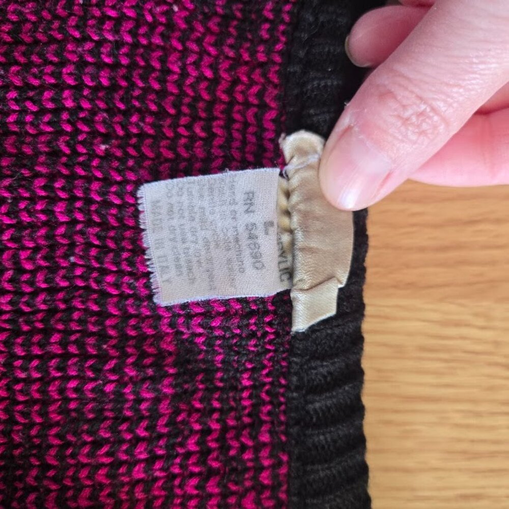 Vintage Italian Zig Zag Sweater Magenta Black Women’s Large - Picture 6 of 6